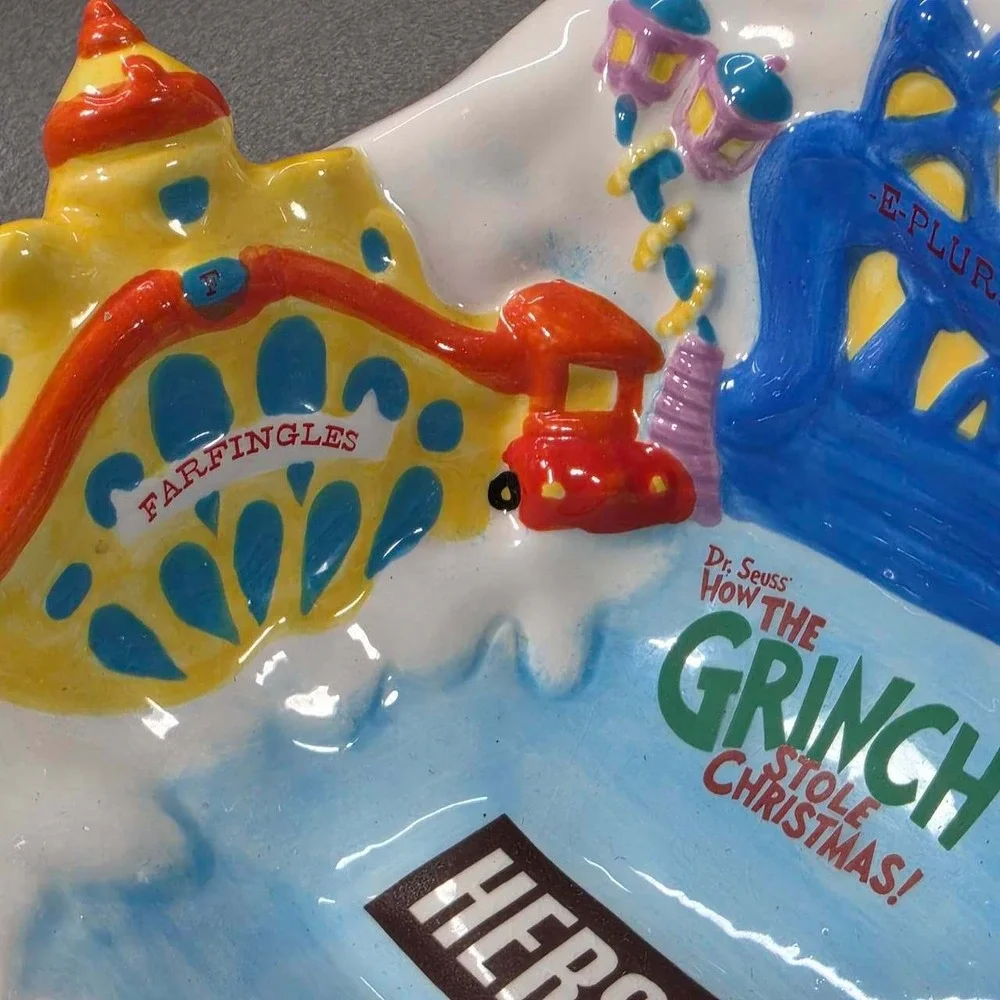 Hershey Dr Seuss How The Grinch Stole Christmas Candy Dish Bowl White Excellent
